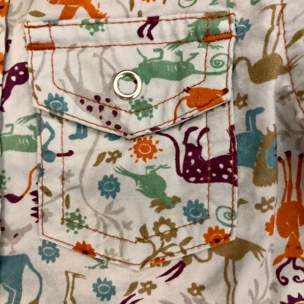 petite bateau safari print snap front shirt